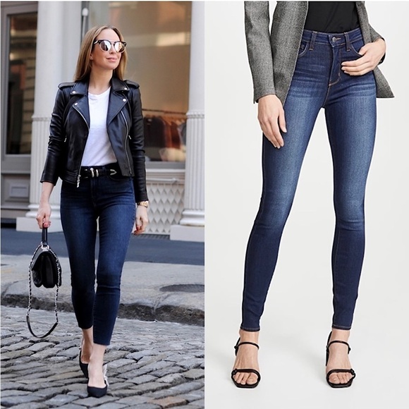 NWT L'AGENCE High Rise Skinny Jean Distressed Dark Vintage Wash Stretch Denim 28 - Picture 1 of 14